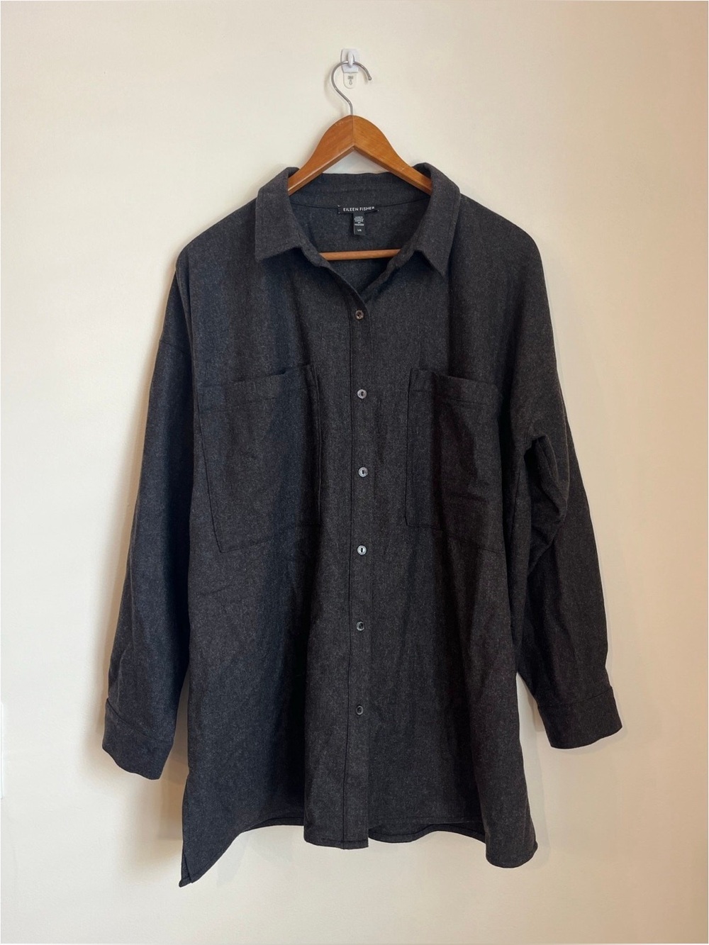 Eileen Fisher Soft Wool Flannel Classic Collar Shirt